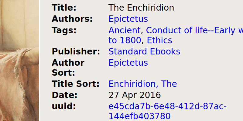 Ebook metadata displayed in an ereader program.