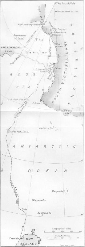A map tracing the journey from New Zealand to the South Pole.