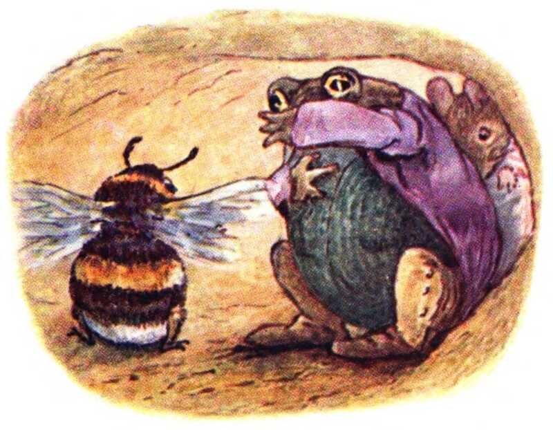 Mr. Jackson shies away from Babbity Bumble, nearly crushing Mrs. Tittlemouse behind him.