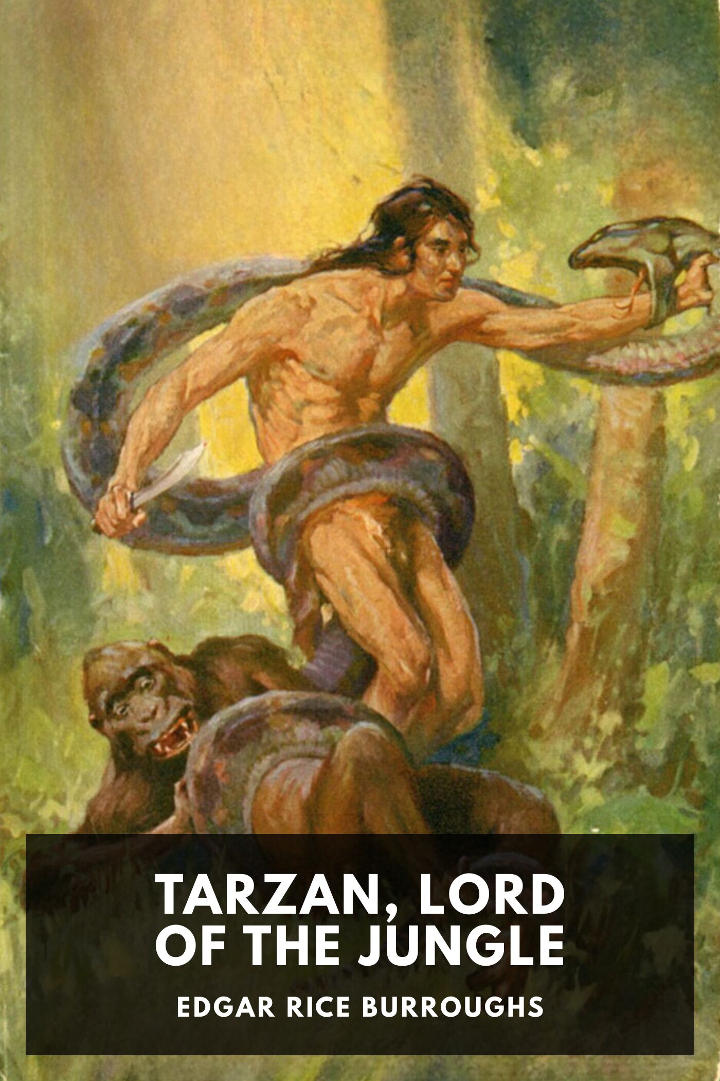 Illustrated cover for Tarzan, Lord of the Jungle by Edgar Rice Burroughs