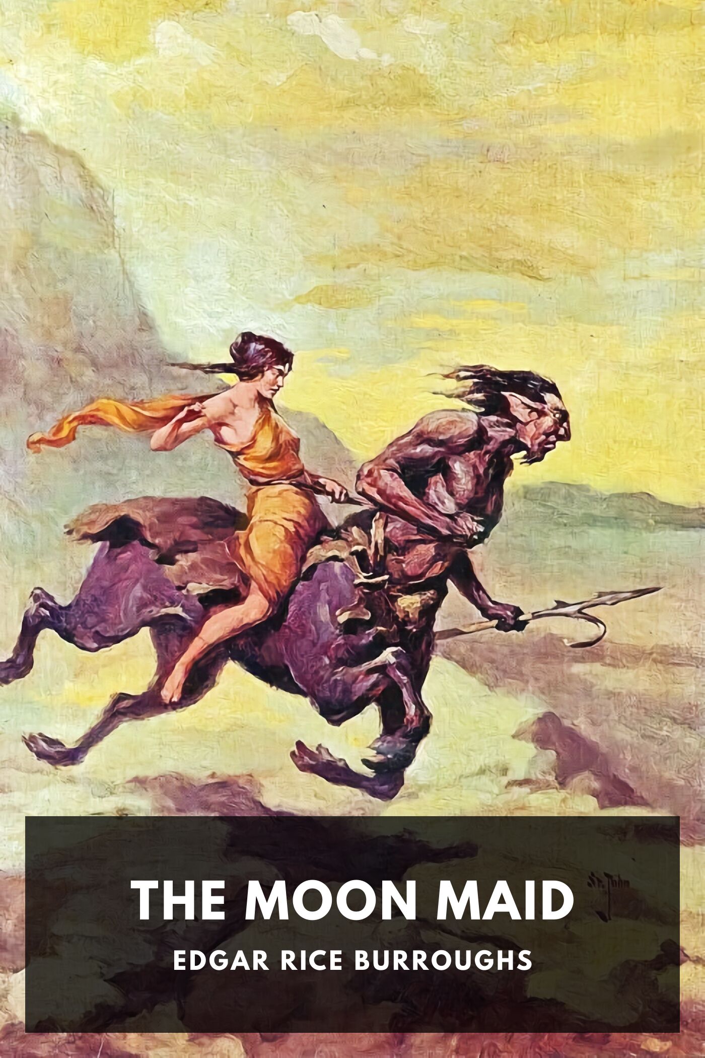Illustrated cover for The Moon Maid by Edgar Rice Burroughs