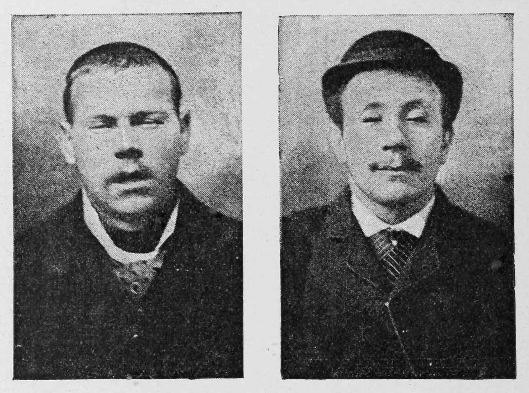 Two mugshots are shown of men wearing jackets and ties.