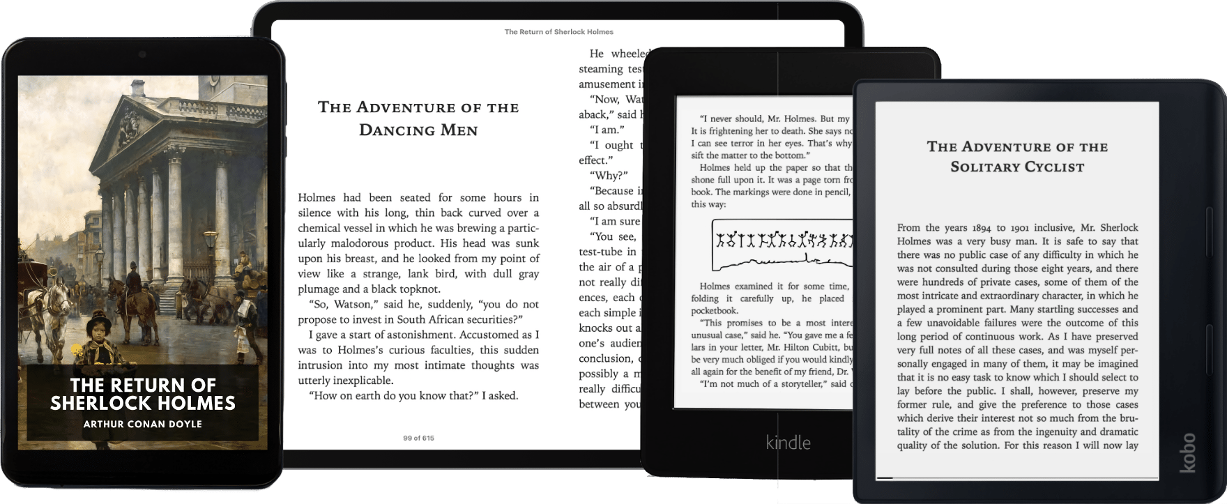 Ereaders with a Standard Ebook open.